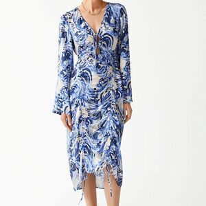 & OTHER STORIES Midi Dress in Blue Print Size 0